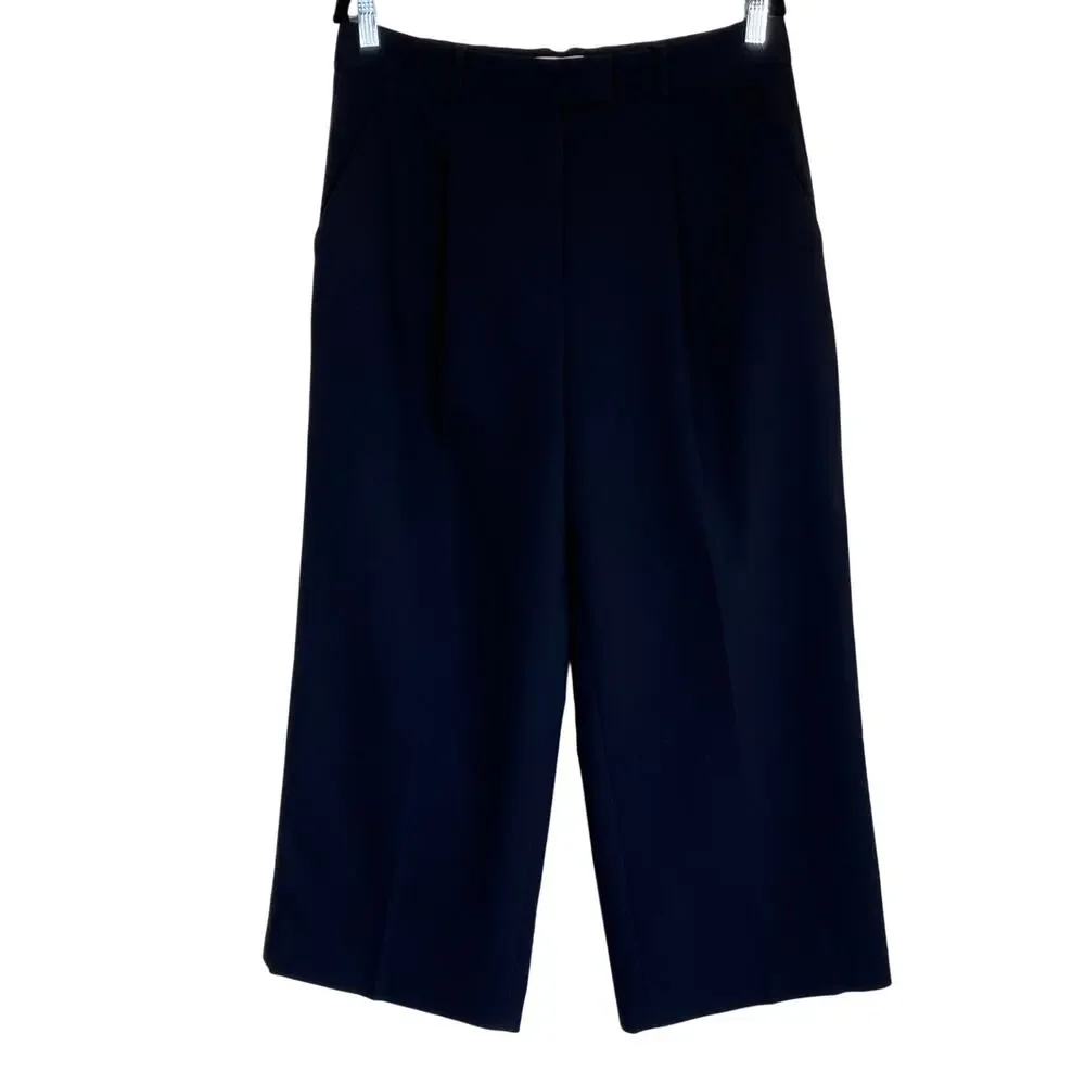 Abercrombie & Fitch Sz 31/12 Short Black Pleated Wide Leg Trouser Pants Classic